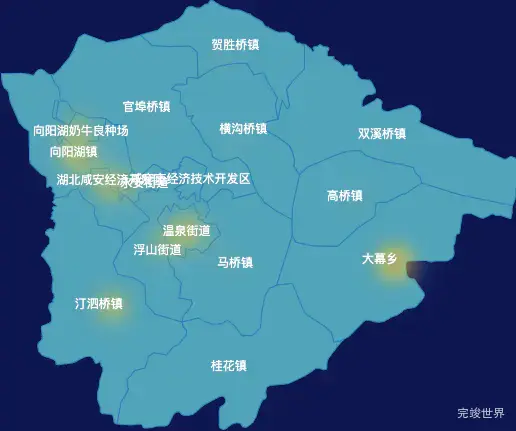 echarts咸宁市咸安区geoJson地图热力图